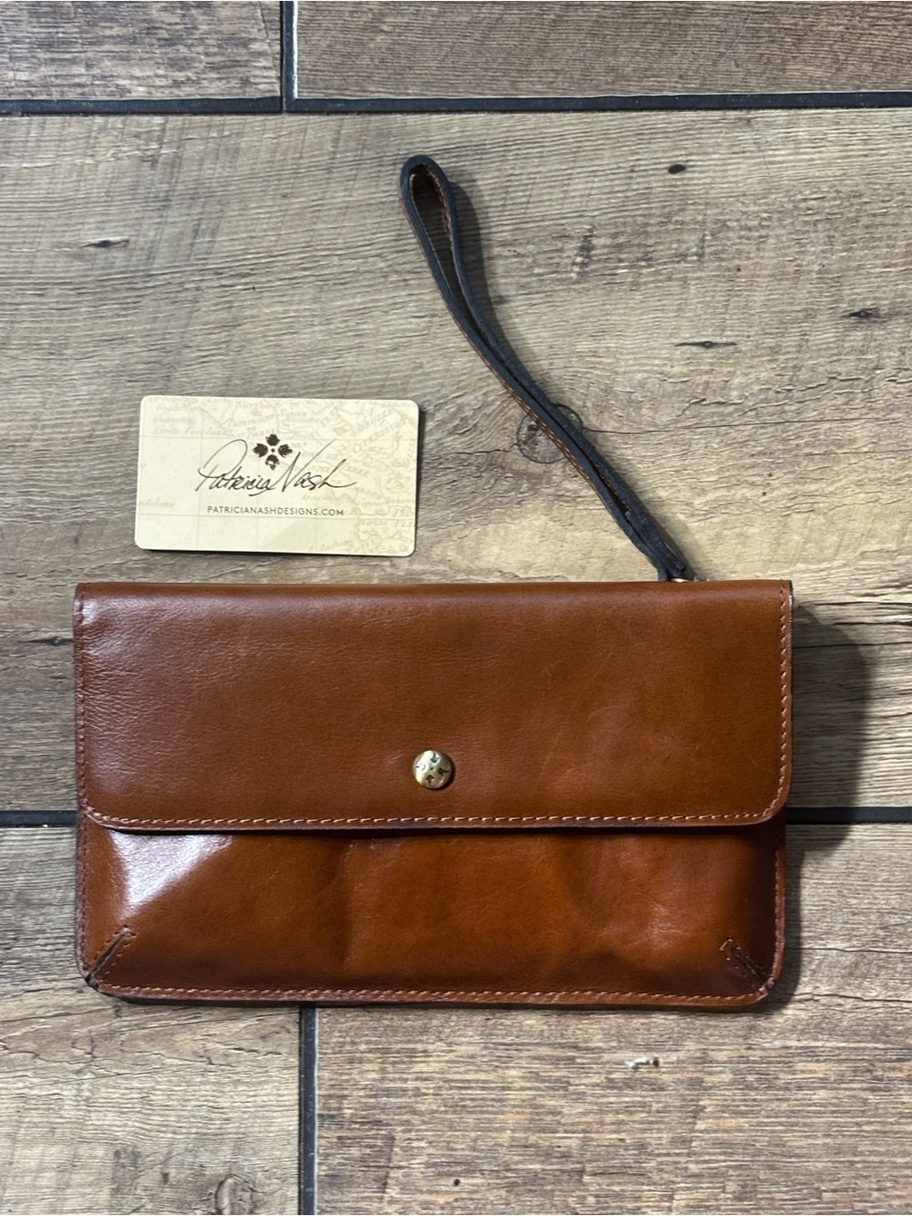 Patricia Nash Brown Leather Wristlet Clutch Wallet RFID Organizer Handbag